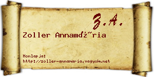 Zoller Annamária névjegykártya