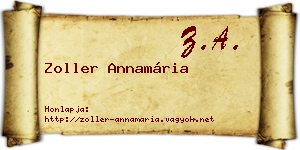 Zoller Annamária névjegykártya